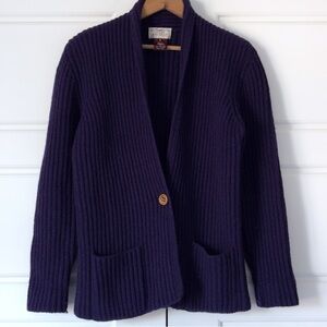 Vintage Susan Bristol Shawl Collar Wool Cardigan Sweater Small Purple Chunky